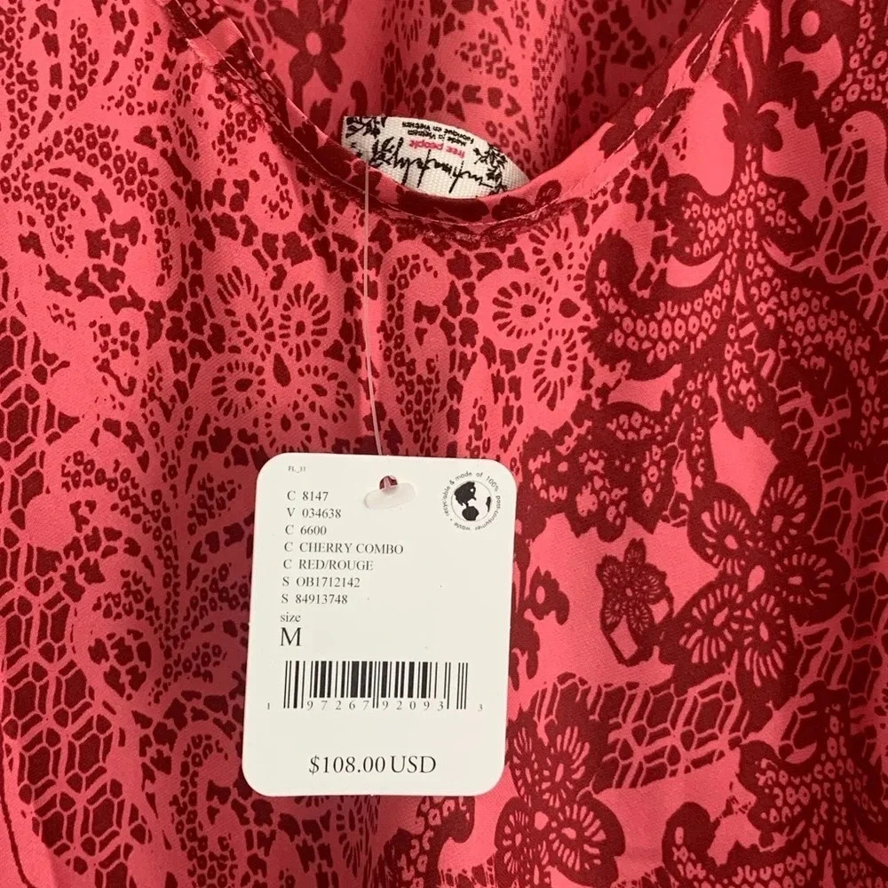 Free People Worth The Wait Bias Slip Dress - Size M - Cherry Red - NWT - Picture 9 of 9